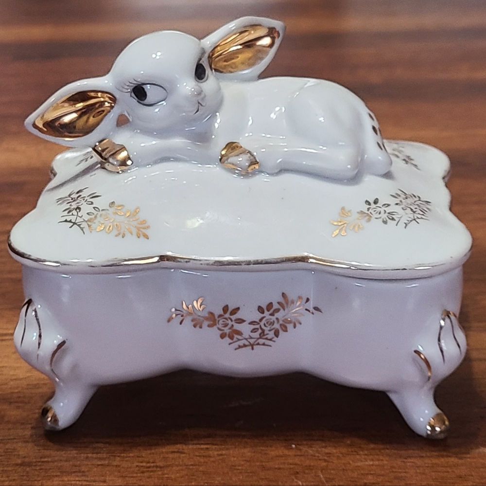 Vintage Kitsch Deer Trinket Box